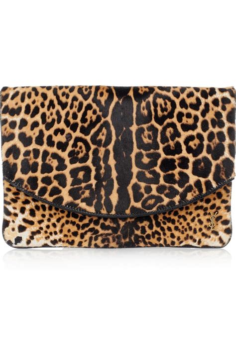 Yves Saint Laurent Printed Calf Hair Clutch 